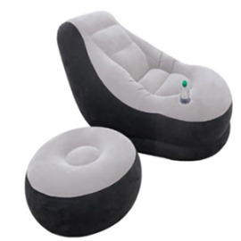 Inflatable Lounge with Ottoman, Inflatable Couch for Adults with Flocked Surface, Comfortable Blow Up Air Chair