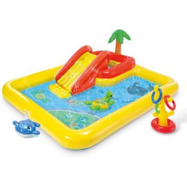 Inflatable Ocean Play Center – Backyard Toddler Kiddie Pool and Water Game Outdoor Set with Water Slide and Built-in Sprayer